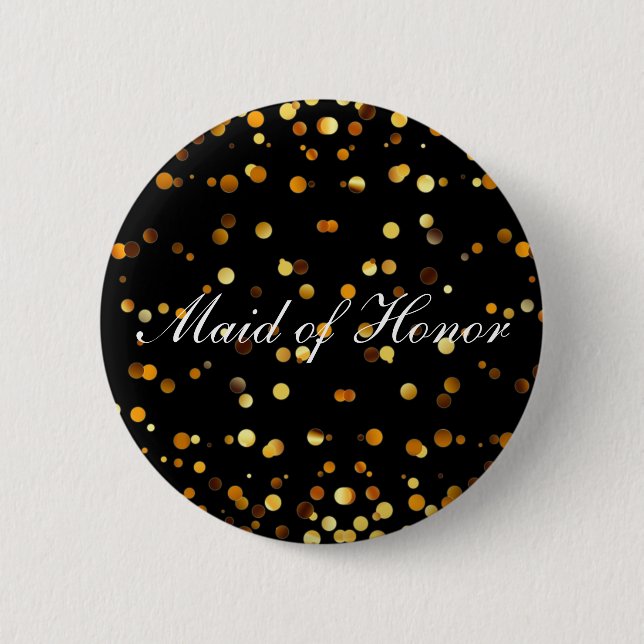 Black Gold Glitzer Confetti Foil Trauzeugin Button (Vorderseite)