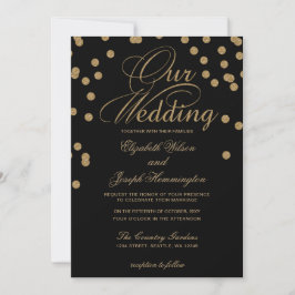 Black Gold Glitzer Confetti Hochzeit Einladung