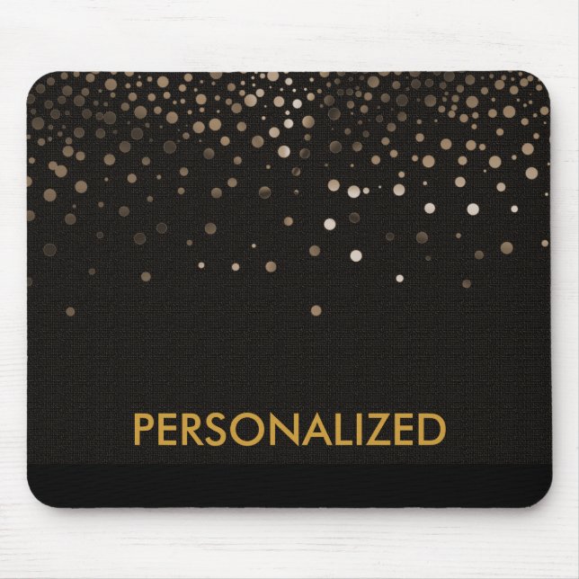 Black Gold Glitzer Confetti Imitate Personalisiert Mousepad (Vorne)