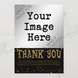 Black & Gold Glitzer DANK - schreiben Sie auf die  Dankeskarte