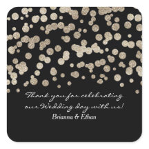 Black & Gold Glitzer Dots Moderne Sticker