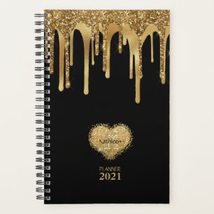 Black Gold Glitzer Driving Paint Monogram Planer