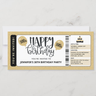 Black Gold Glitzer Einladung zum 30. Geburtstag
