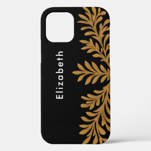 Black Gold Glitzer Floral Blätter Individuelle Nam Case-Mate iPhone Hülle