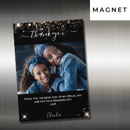 Black gold Glitzer Foto danke Magnet
