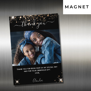 Black gold Glitzer Foto danke Magnet