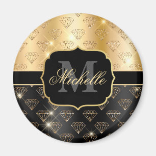 Black & Gold Glitzer Glam Diamanten & Art Deco Magnet