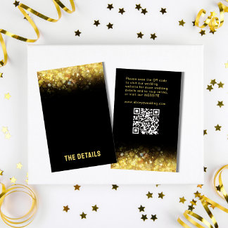 Black Gold Glitzer Glam Moderne Hochzeit Begleitkarte