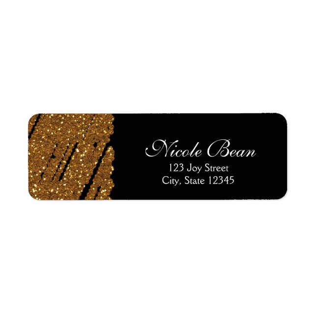 Black & Gold Glitzer Glamour Chic Address Labels (Vorne)