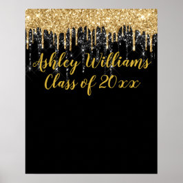 Black Gold Glitzer Graduation Party - Neuer Abschl Poster