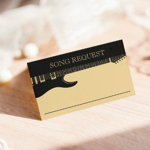 Black & Gold Glitzer Guitar Wedding Song Anfrage Begleitkarte