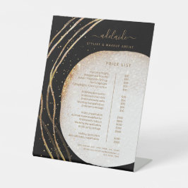 Black Gold Glitzer Hair Stylist Salon Preisliste Sockelschild