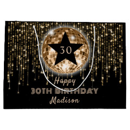 Black Gold Glitzer Happy 30. Geburtstag Große Geschenktüte