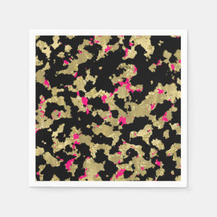 Black Gold Glitzer Hot Pink Abstrakt Peeling Glam Serviette