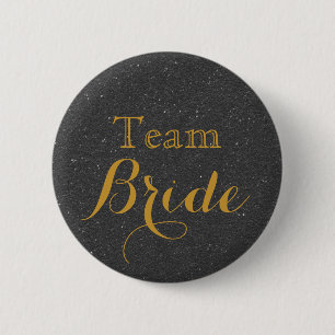 Black Gold Glitzer Imitate Foil Wedding Team Bridg Button