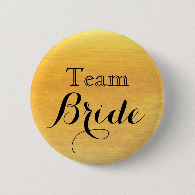 Black Gold Glitzer Imitate Foil Wedding Team Bridg Button (Vorderseite)