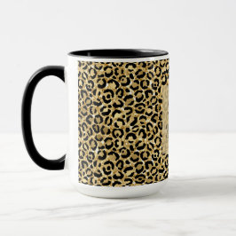 Black Gold Glitzer Leopard Print    Tasse