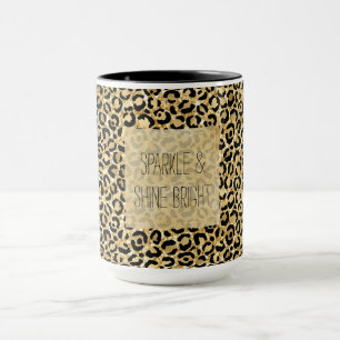 Black Gold Glitzer Leopard Print Tasse