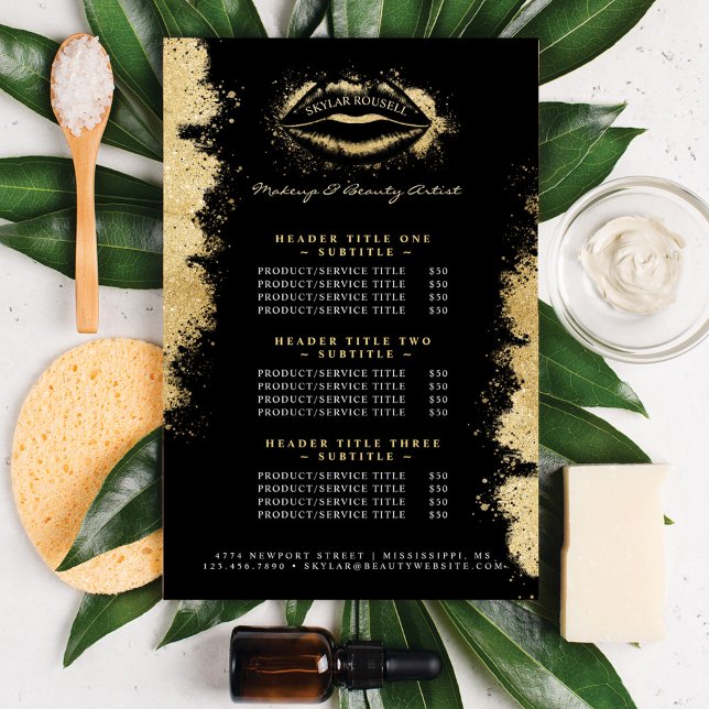 Black Gold Glitzer Lips Makeup Artist Preisliste (Von Creator hochgeladen)