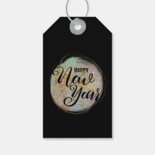 Black Gold Glitzer New Year Geschenkanhänger
