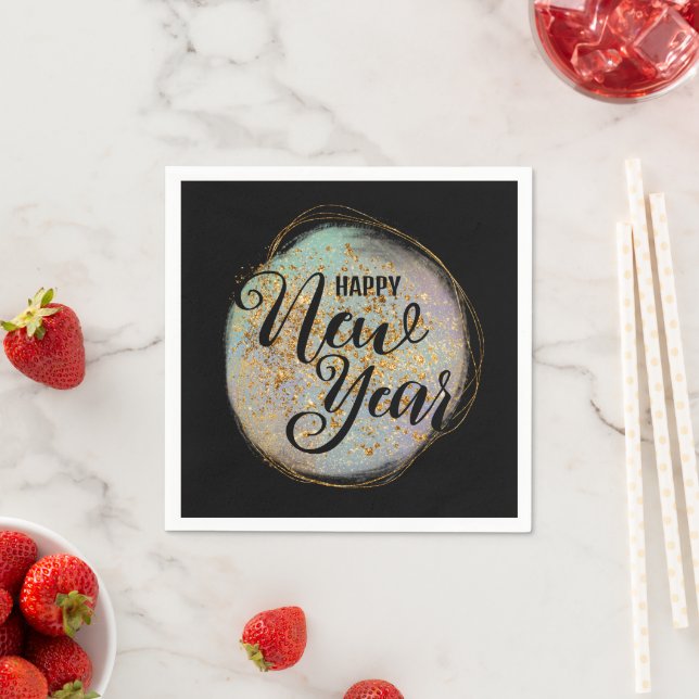 Black Gold Glitzer New Year Serviette (Beispiel)