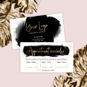 Black & Gold Glitzer Schönheitskarte Terminkarte