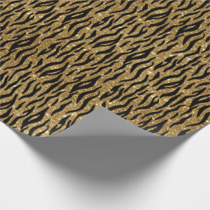 Black & Gold Glitzer Tiger Print Geschenkpapier