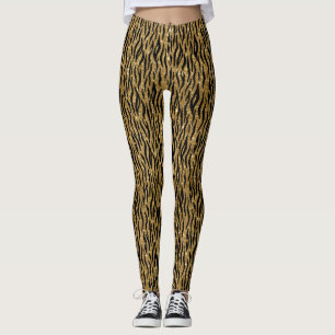Black & Gold Glitzer Tiger Print Leggings