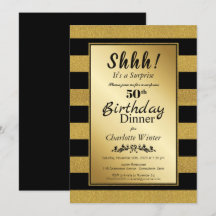 Black & Gold Glitzer Überraschung 50. Geburtstag A