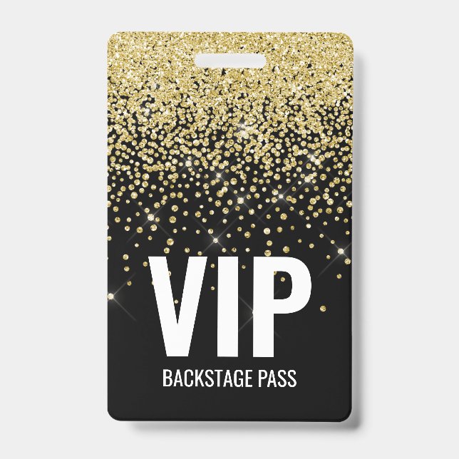 Black Gold Glitzer VIP Pass mit QR Code ID Ausweis (Vorderseite)