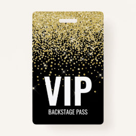 Black Gold Glitzer VIP Pass mit QR Code ID Ausweis