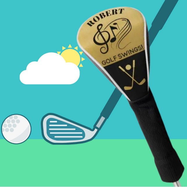 Black & Gold Golf Swings Personalisiert Headcover (Von Creator hochgeladen)