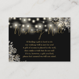 Black Gold Gothic Rose Lights Wishing Well Hochzei Begleitkarte
