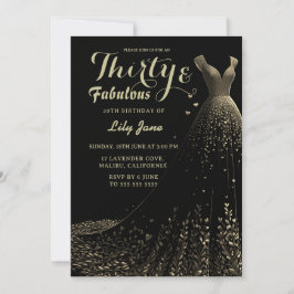 Black Gold Gown 30. Geburtstag Einladung