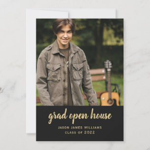 Black Gold Grad Open House Abschluss Einladung