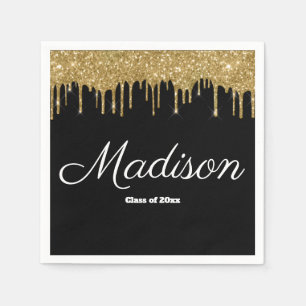 Black Gold Graduation Party Class of 2024 Paper Serviette