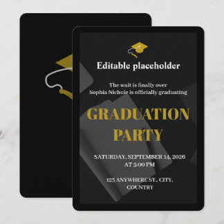 Black Gold Graduation Party Editable Invitation Einladung
