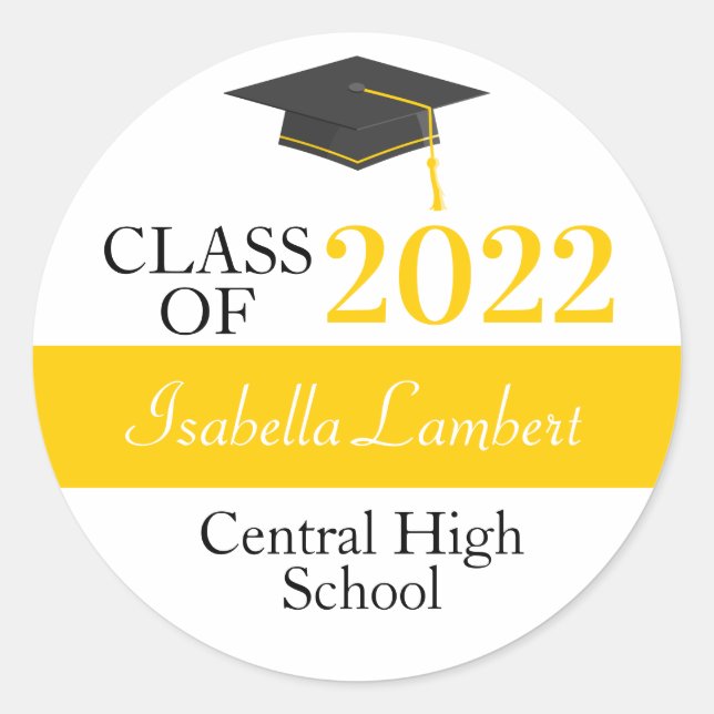 Black & Gold Graduation Party Gunst Sticker (Vorderseite)