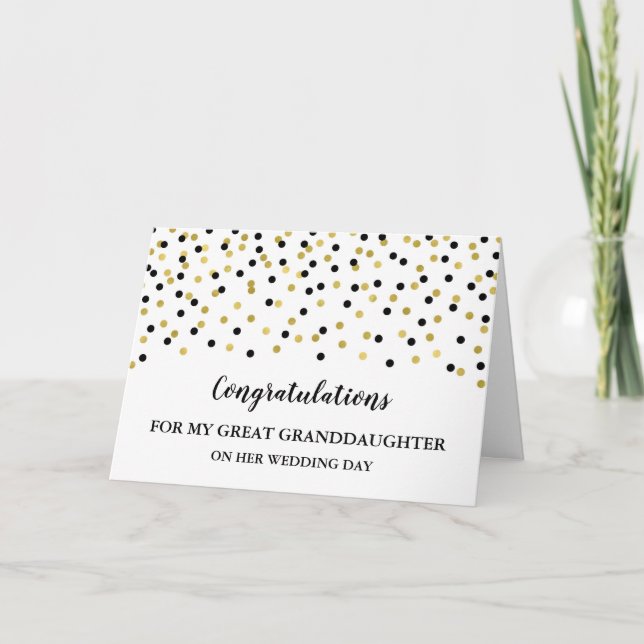 Black Gold Great Enkeltochter Wedding Day Karte (Vorderseite)