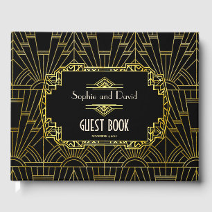 Black & Gold Great Gatsby Art Deco Hochzeit Gästebuch