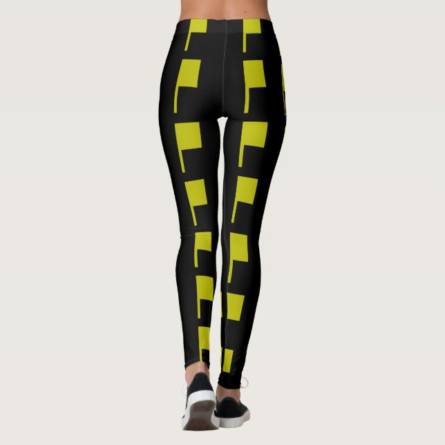 Black Gold Green Moderne Art Deco Leggings (Rückseite)