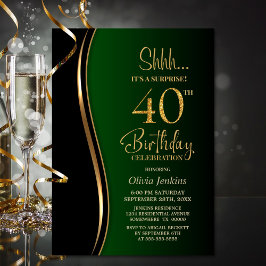 Black Gold Green Überraschung 40. Geburtstag Einladung