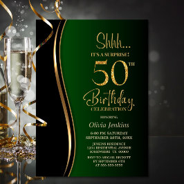 Black Gold Green Überraschung 50. Geburtstag Einladung