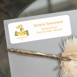 Black Gold Groovy 60th Birthday Return Address