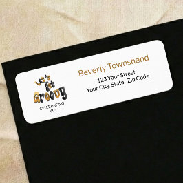 Black Gold Groovy 60th Birthday Return Address