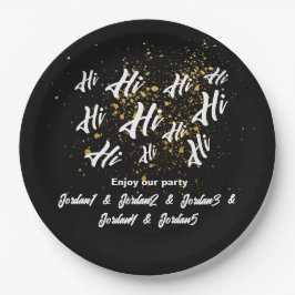 Black Gold Group Friends Joint Birthday Pappteller