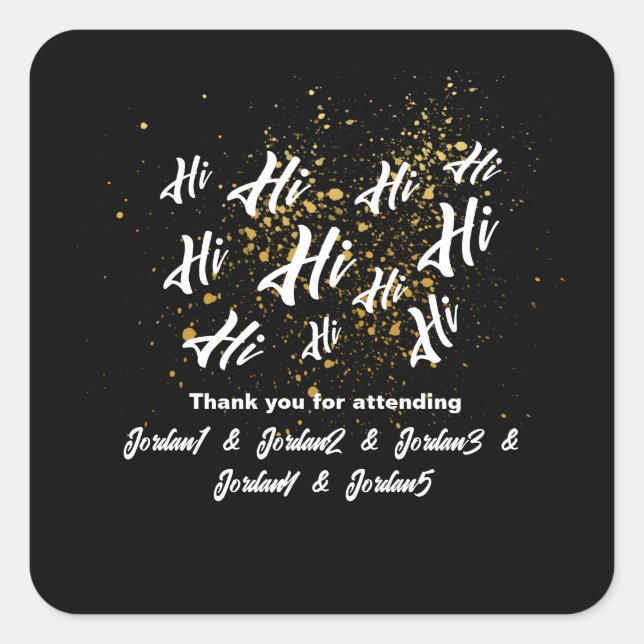 Black Gold Group Friends Joint Birthday Quadratischer Aufkleber (Vorderseite)