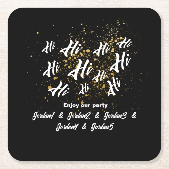 Black Gold Group Friends Joint Birthday Rechteckiger Pappuntersetzer (Vorderseite)