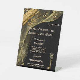 Black & Gold Halloween Skeleton Signature Drinks Sockelschild
