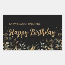 Black Gold Happy Birthday Sticker